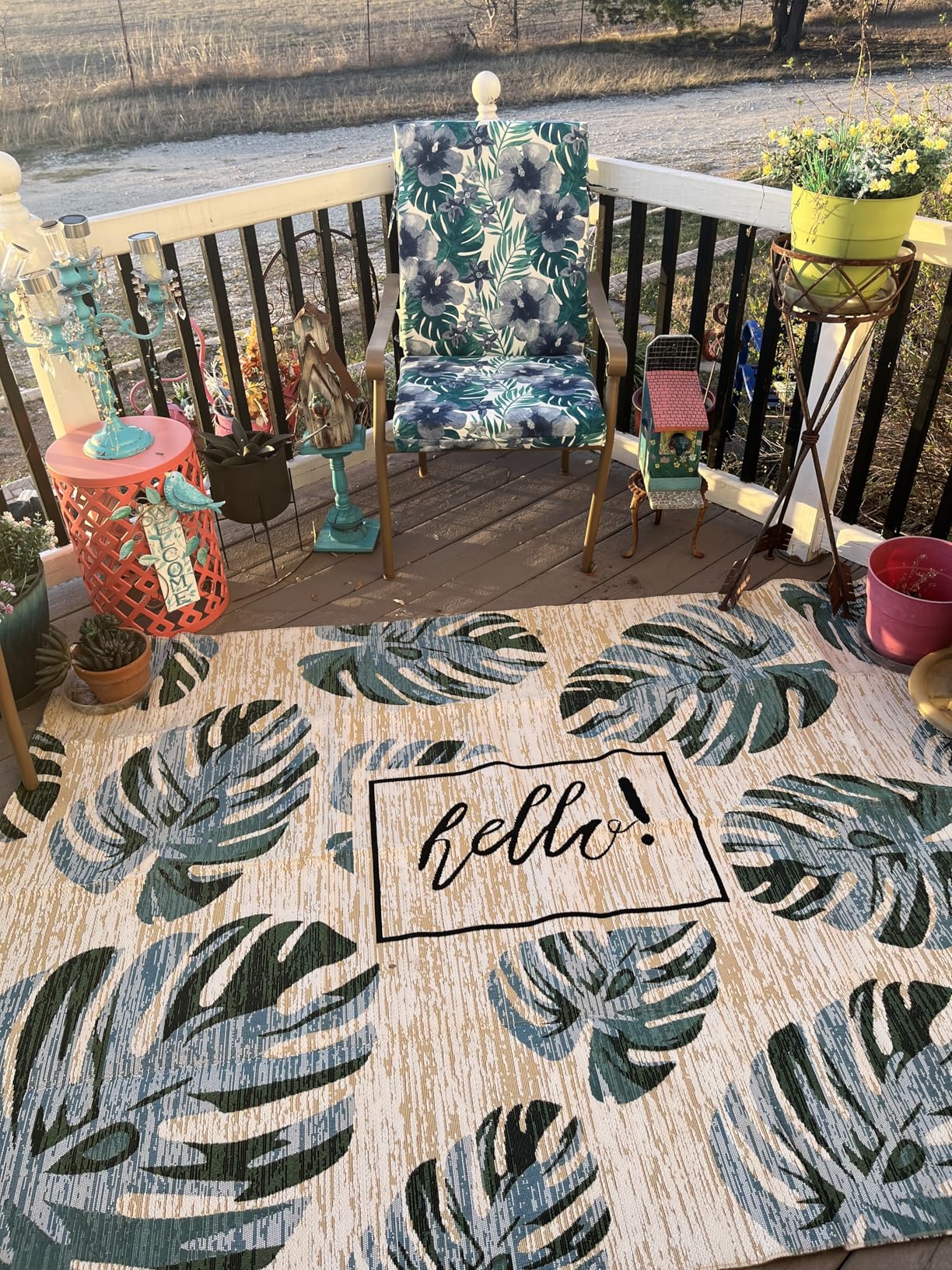 Arden Outdoor Patio Dining Chair Cushion, 20x44, Rain-Proof Seat Pad, Fade-Resistant Outdoor Cushion Salome Tropical customer photo 1