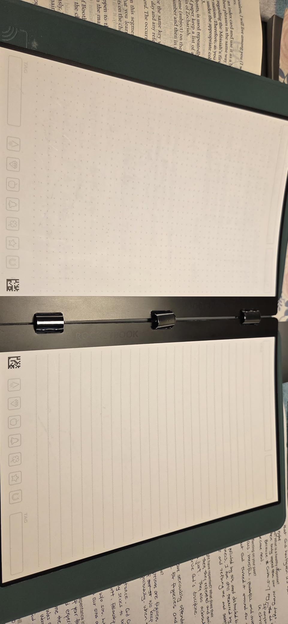 Rocketbook Pro Smart Reusable Notebook, Lined & Dotted Interchangeable Pages, For Work and Business Meetings, Executive 7x9, Blue customer photo 1