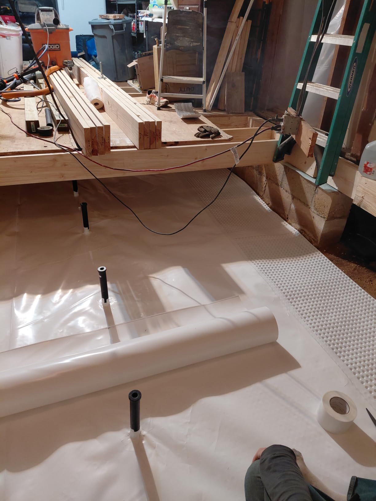 Whitecap Dimple Drainage Matting 4' x 50' - Heavy Duty Foundation Drainage Membrane for Crawl Space & Basement, Protects Vapor Barriers, Improves Water Flow, Waterproof Floor Underlayment customer photo 1