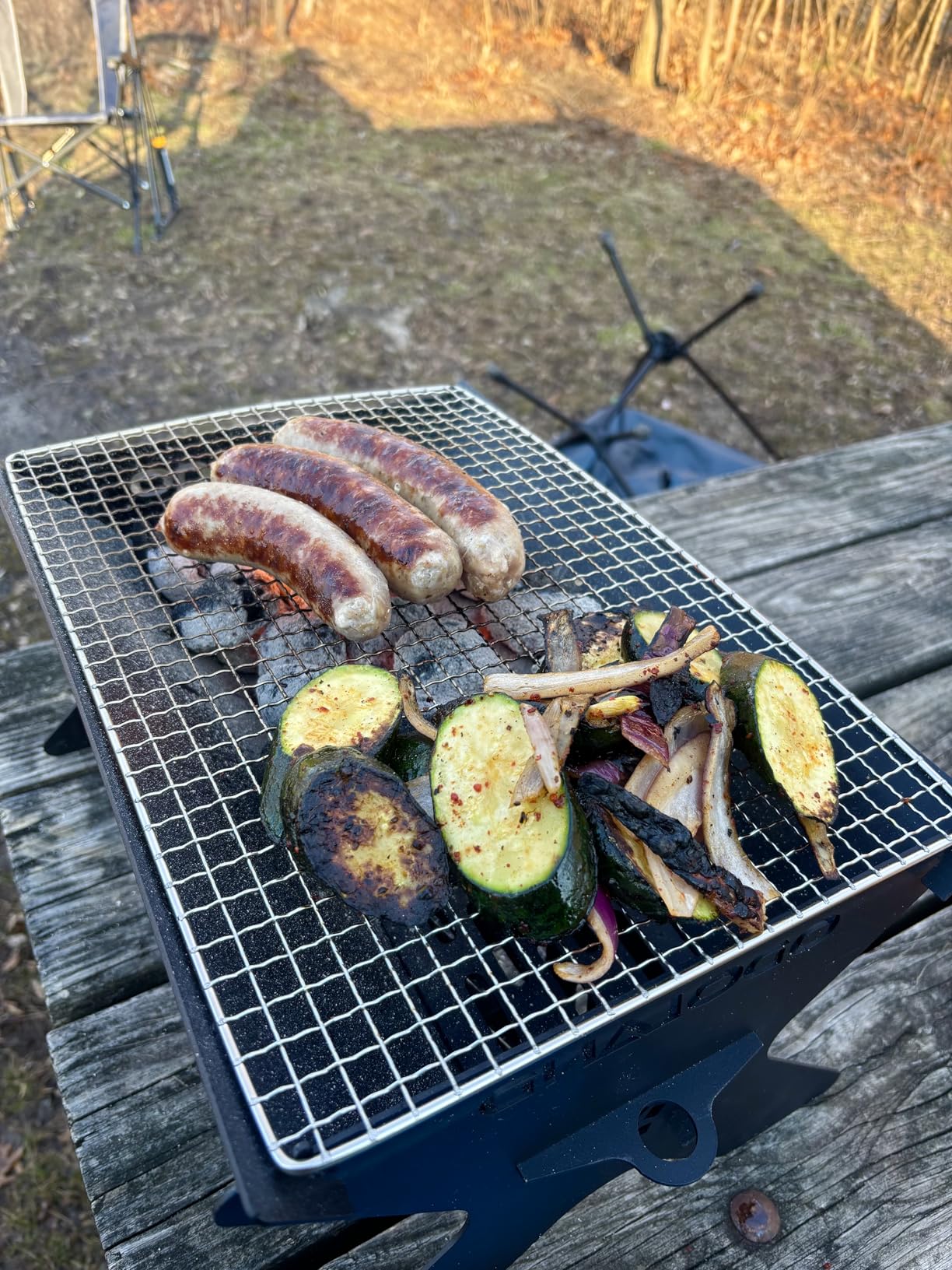 Odoland Camping Campfire Grill, Portable Folding Charcoal Grills, Backpacking BBQ Grill, Heavy Duty Firepit Grill with Carry Bag for Outdoor Cooking, Bonfire, Patio, Backyard customer photo 1