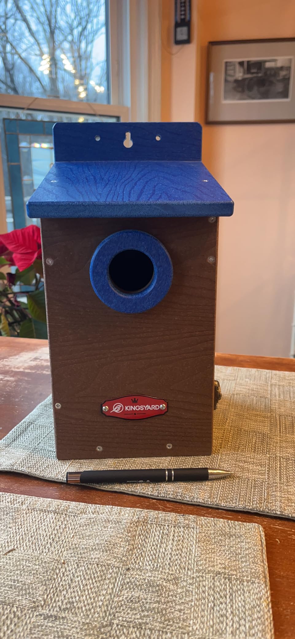 Kingsyard Recycled Plastic Bird House for Outdoor - Durable Nesting Box with Clear View Panel & Predator Guard for Bluebird Wren Swallow Finch, Blue & Brown customer photo 2