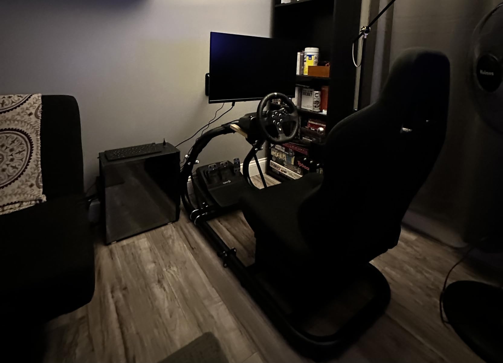 Dardoo Racing Simulator Cockpit Frame with Black Seat Fit for Moza, for Logitech G27 G29 G920 G923, for Thrustmaster, for Fanatec, Adjustable Racing Wheel Stand, Not Included Wheel Pedal and Handbrake customer photo 1