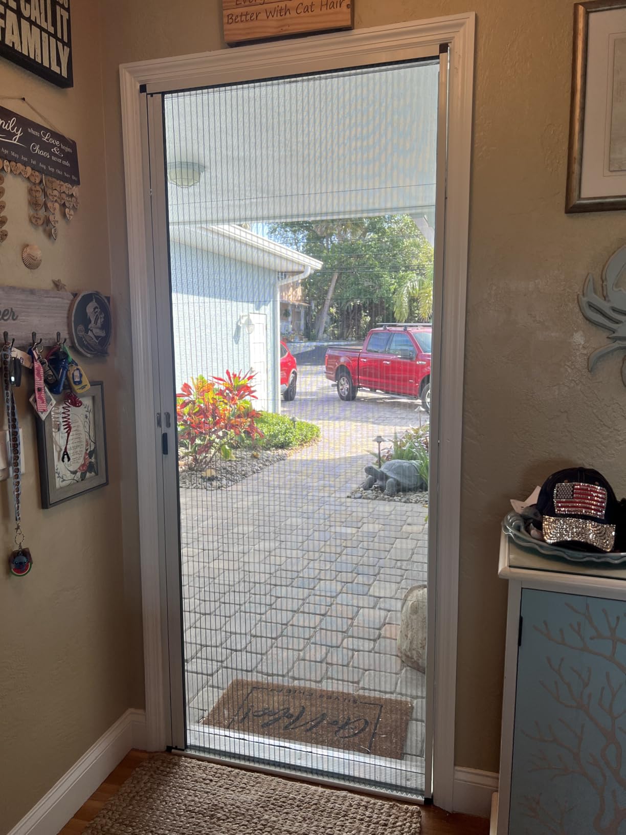 No-Drilling Retractable Screen Door, Folding Sliding Screen Doors with Aluminum Frame for Patio French Front Door Bedroom kitchen, Custom Screen for Single/Double Door, Customize Size customer photo 2