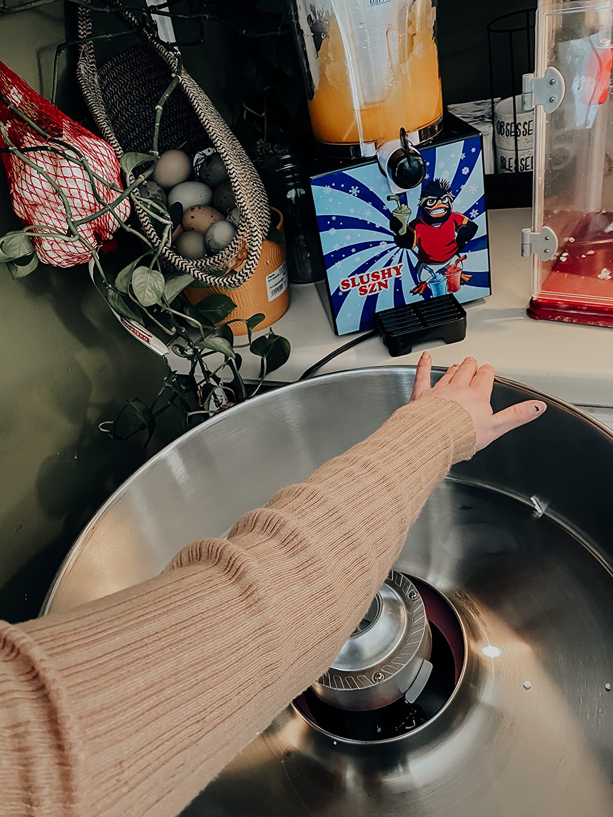 ROVSUN Cotton Candy Machine 21 Inch, Electric Commercial Cotton Candy Maker Machine Candy Floss Machine w/Stainless Steel Bowl, Sugar Scoop and Large Storage Drawer Home Party Carnival, Blue customer photo 2