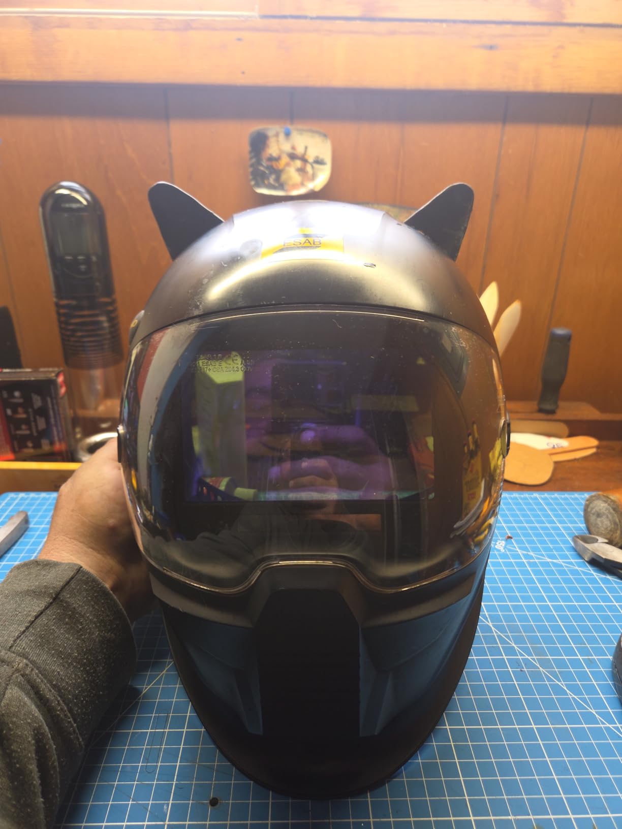 ESAB® Sentinel™ A60 Welding Helmet, Black Low-Profile Design, High Impact Resistance Nylon, Large Viewing Area 4.65 in x 2.80 in customer photo 1