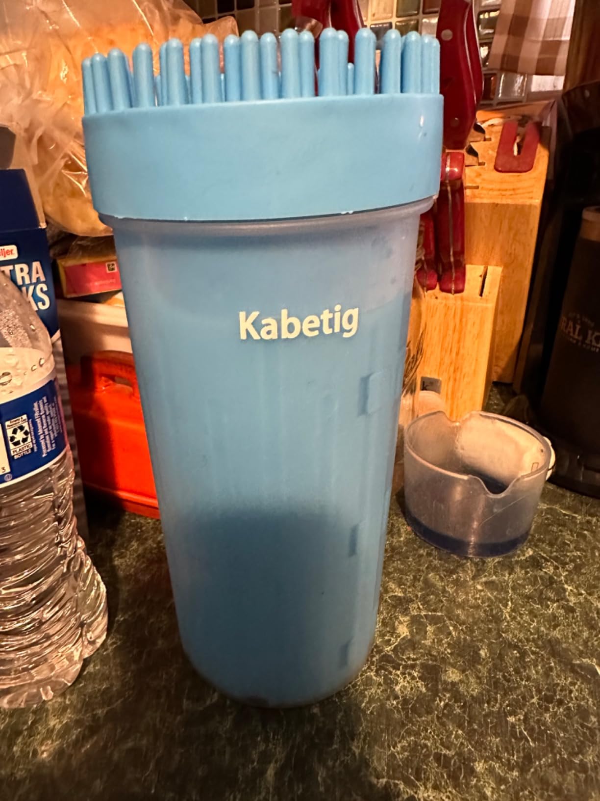 Dog Paw Cleaner Kit for L/XL Dogs - Quick Clean No Full Bath, 2-in-1 Paw Wash Cup with Detachable Silicone Brush Head, Includes Bath Brush & 3 Absorbent Towels, Blue customer photo 2