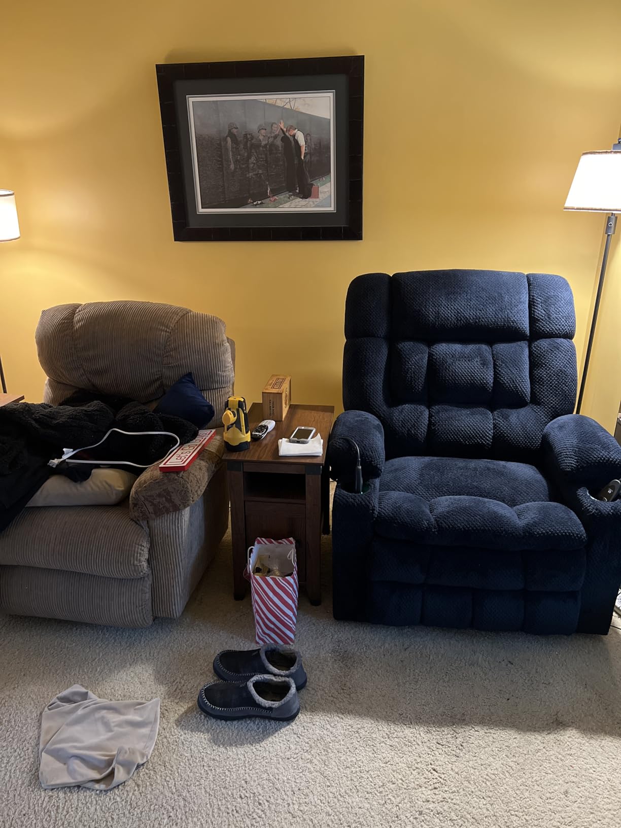 MCombo Dual Motor Power Lift Recliner Chair with Massage and Heat for Elderly People, Infinite Position, USB Ports, Cup Holders, Fabric 7890 (Medium, Dark Gray) customer photo 1