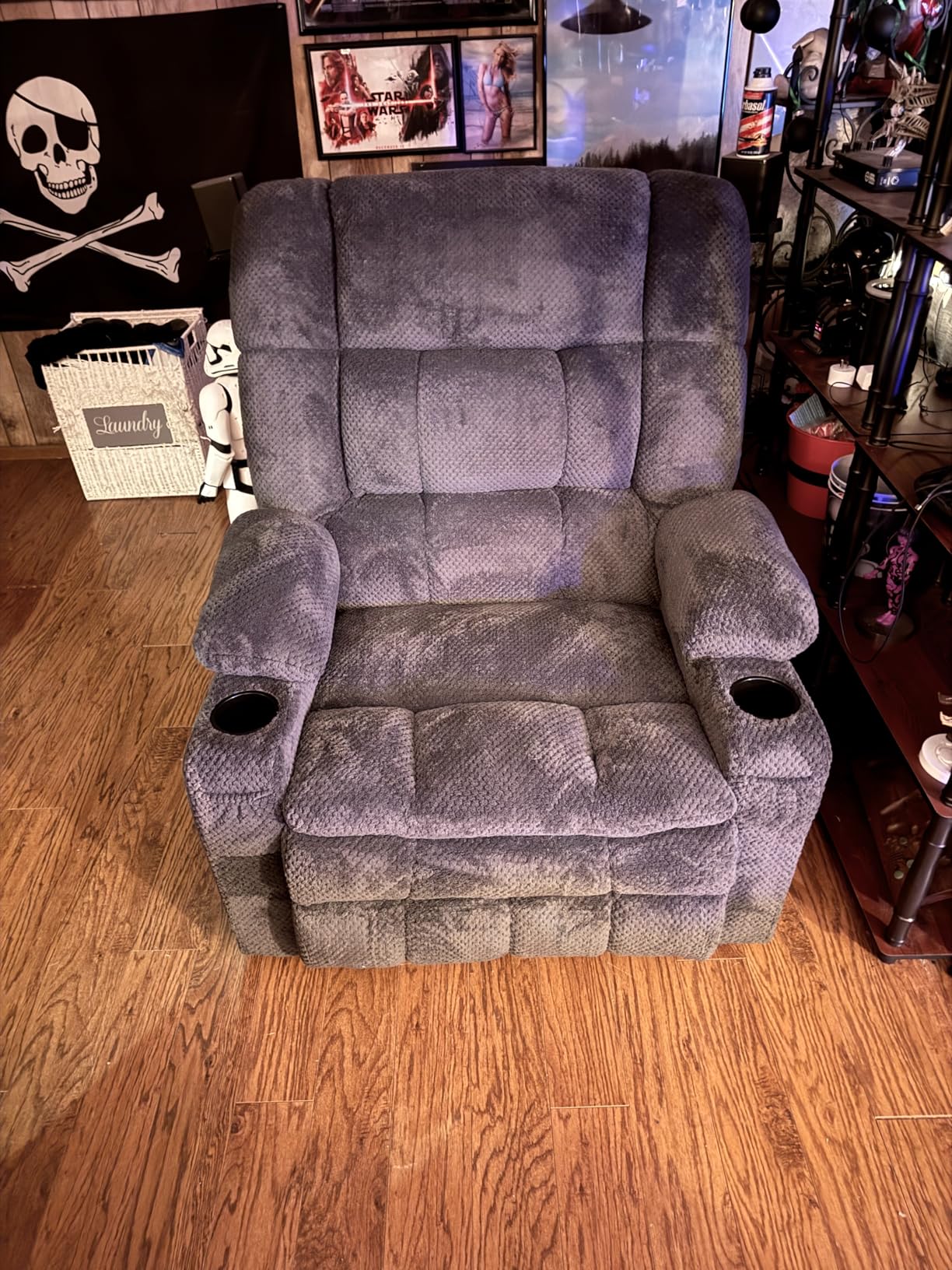 MCombo Dual Motor Power Lift Recliner Chair with Massage and Heat for Elderly People, Infinite Position, USB Ports, Cup Holders, Fabric 7890 (Medium, Dark Gray) customer photo 2