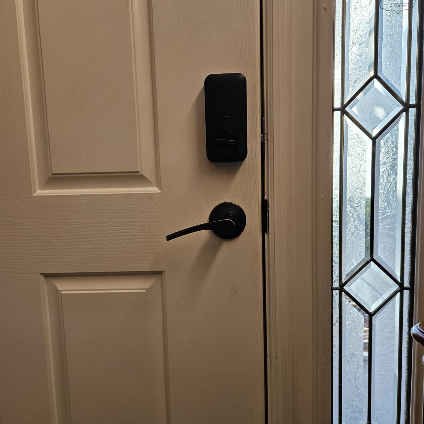 Veise Fingerprint Door Lock with 2 Lever Handles - Keyless Entry Door Lock, Electronic Keypad Deadbolt, Digital Smart Code & Front Handle Sets, Auto-Locking, Easy Installation, Matte Black customer photo 2