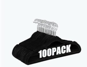 SUPER DEAL Velvet Hangers 100 Pack, Non-Slip Clothes Hangers with Tie Bar and Shoulder Notched Premium 360 Degree Swivel Hook for Coat Suit Pants Dress Closet Space Saving, Black customer photo 1