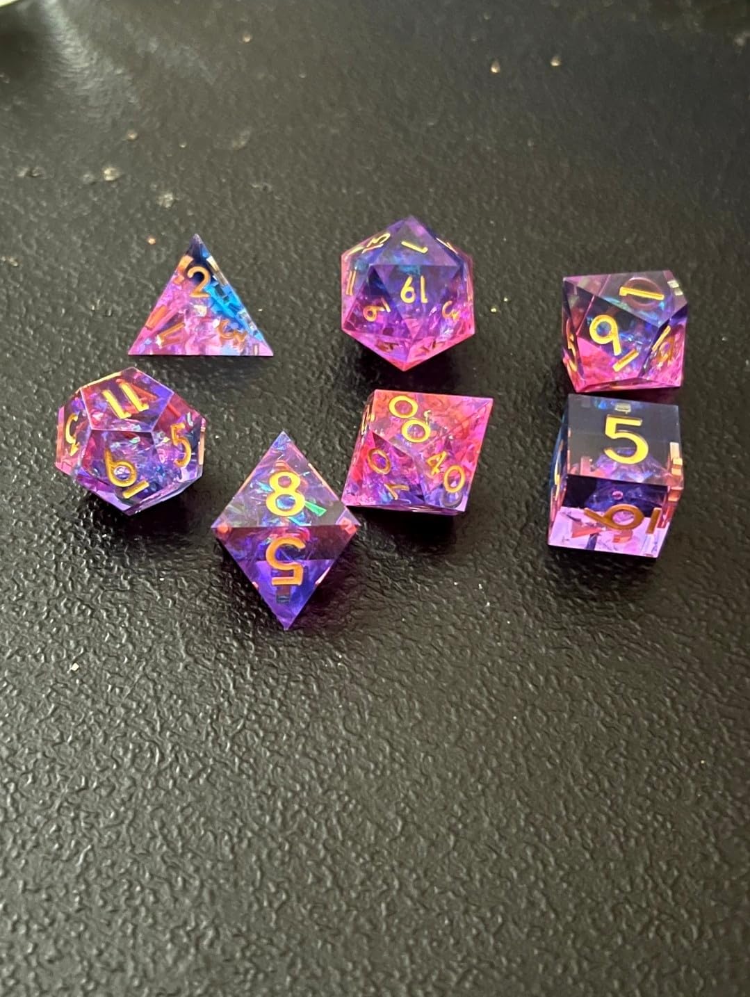 AUSTOR 7-Die DND Dice Set Handmade Sharp Edge Polyhedral Dice for Dungeons and Dragons RPG MTG Table Games (Dark Star) customer photo 1