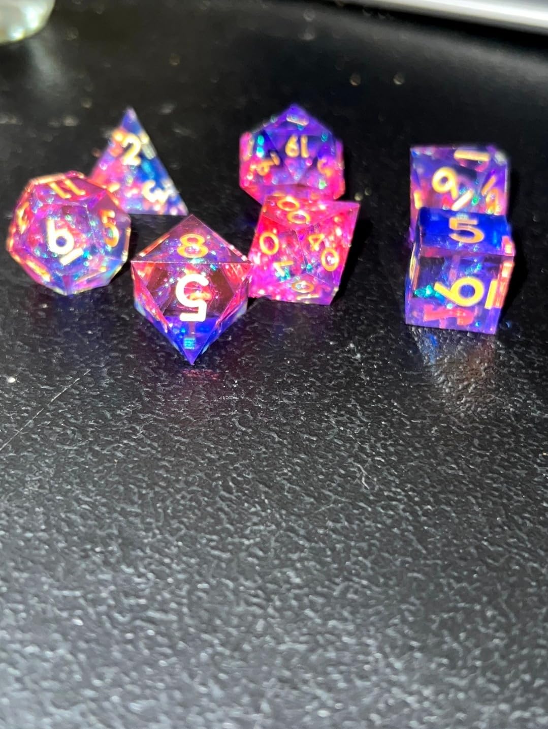 AUSTOR 7-Die DND Dice Set Handmade Sharp Edge Polyhedral Dice for Dungeons and Dragons RPG MTG Table Games (Dark Star) customer photo 2