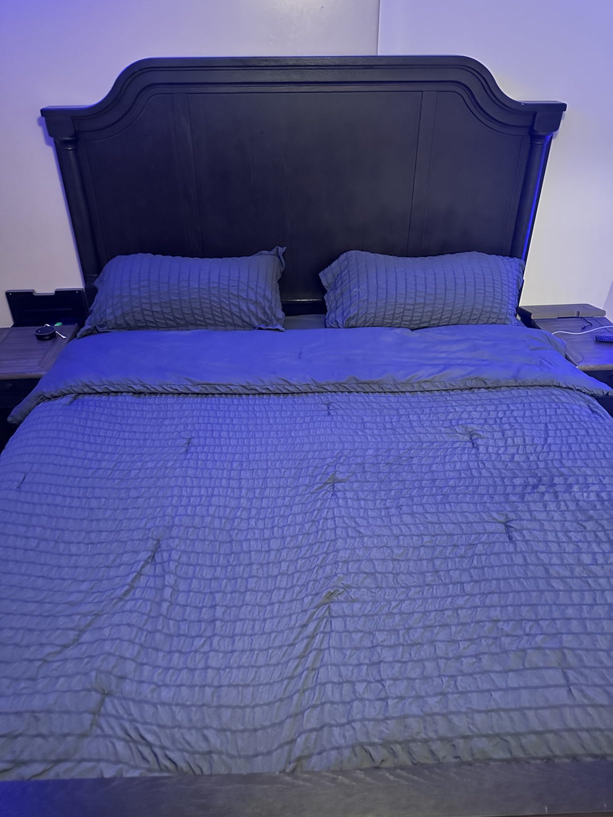 Queen Comforter Set Seersucker 7 Pieces, All Season Luxury Bed in a Bag for Bedroom, Bedding Set with Comforters, Sheets, Pillowcases & Shams, Dark Grey customer photo 2