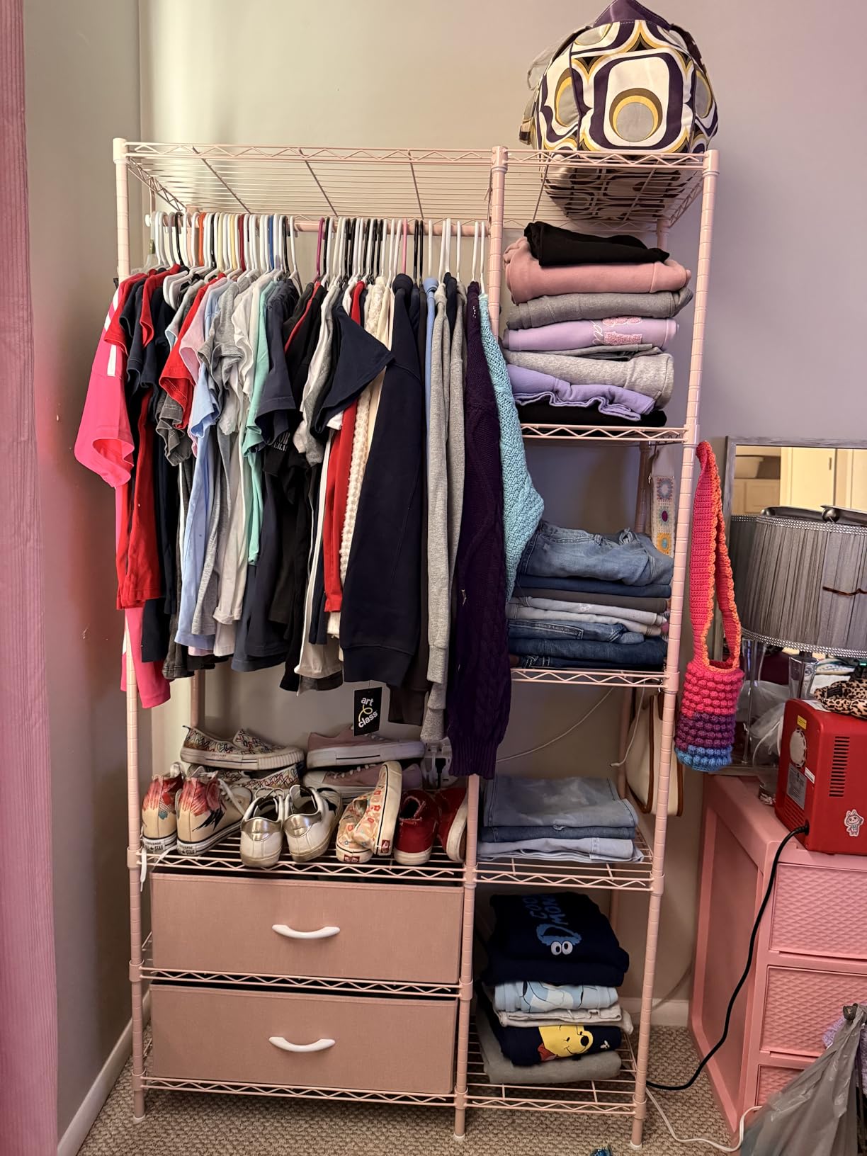 Ulif F3 Heavy Duty Clothes Rack (With Fabric Drawers) Freestanding Clothing Racks for Hanging Clothes, Adjustable Closet Organizer System, Portable Garment Rack 40