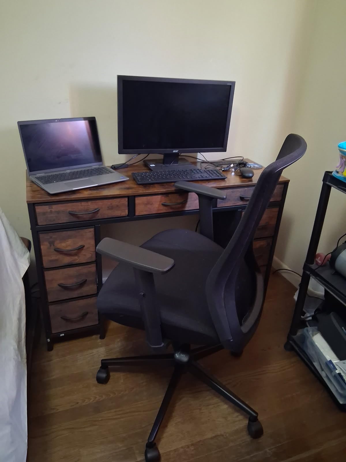 Big and Tall Home Office Desk Chair 500lb Capacity for Heavy People, Ergonomic Wide Mesh Desk Chair with Stepless Recline & Lock, 5.5