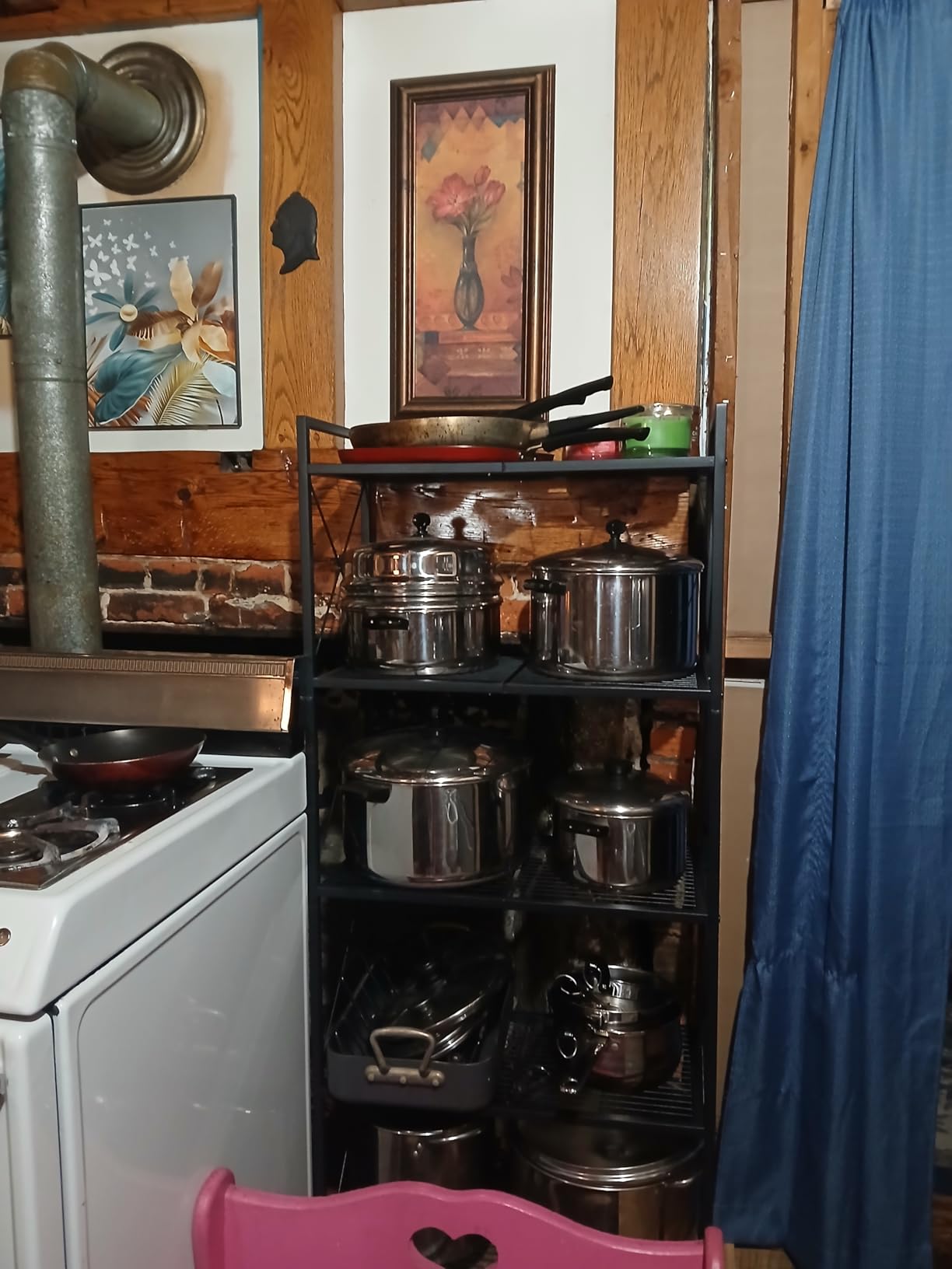 SONGMICS 5-Tier Metal Storage Rack, Shelving Unit with X Side Frames, Dense Mesh, 12.6 x 23.6 x 57.3 Inches, for Entryway, Kitchen, Living Room, Bathroom, Industrial Style, Ink Black UBSC165B01 customer photo 2