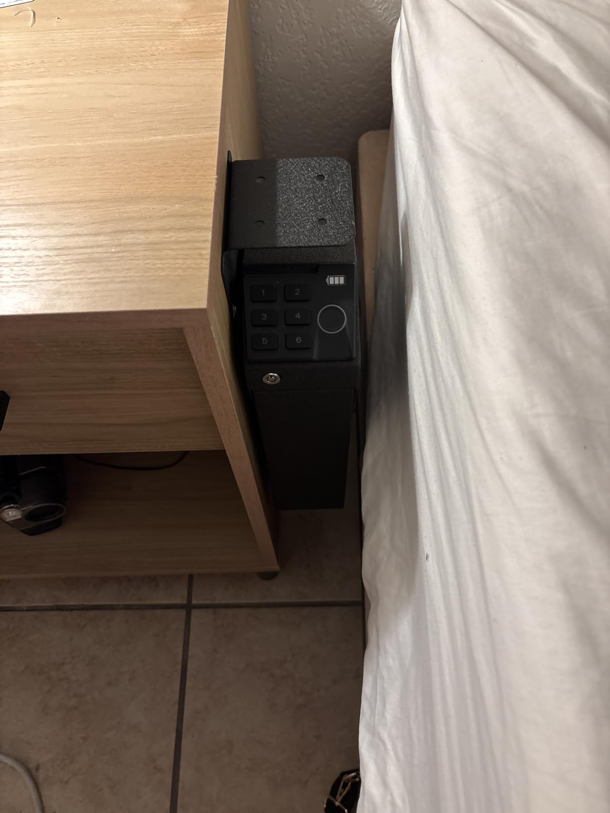 Biometric Mounted Handgun Gun Safe for Nightstand, Desk, Bed Side, Wall, Truck - Auto Open Hidden Hand Gun Safe for Pistol -with Fingerprint, 6-button Backlit Keypad, KEY Access customer photo 2