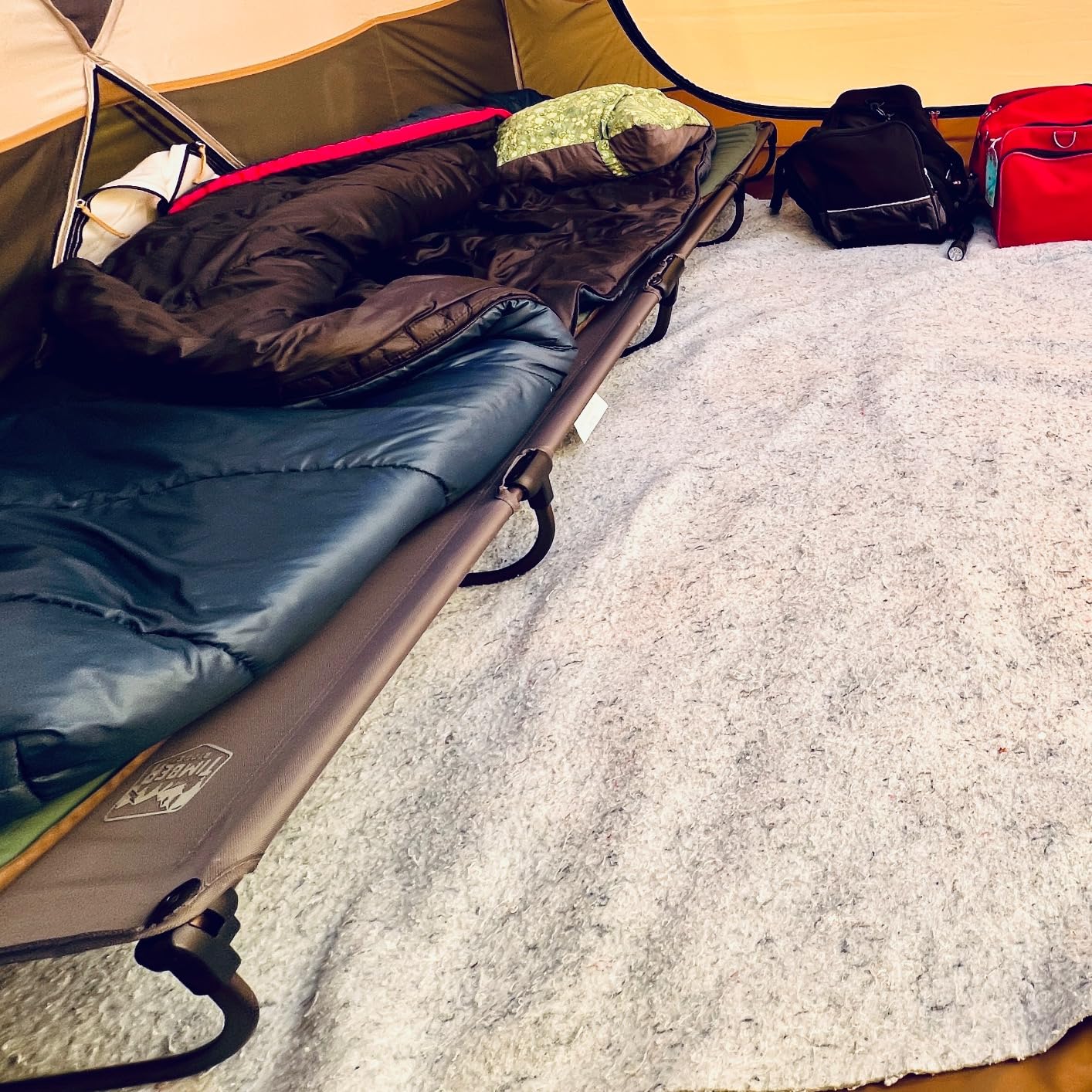 TIMBER RIDGE 20-Second Quick Set-Up Camping Cot, Lightweight Aluminum Folding Cot with Zipper Closure, Portable Carry Bag Included for Camping, Travel and Outdoors, Support up to 225lbs, Blue customer photo 1