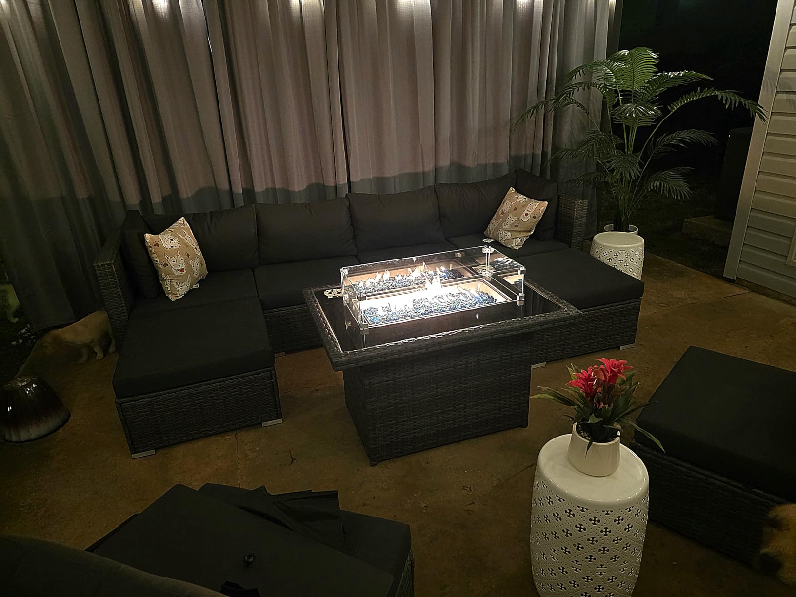 BULEXYARD 13 Piece High Back Outdoor Furniture Sets with Fire Pit, Luxury Patio Sectional Couch Sofa 12-Seater Modular, Comfortable Extra Large Wide Deep Backyard Seating Conversation Set customer photo 1