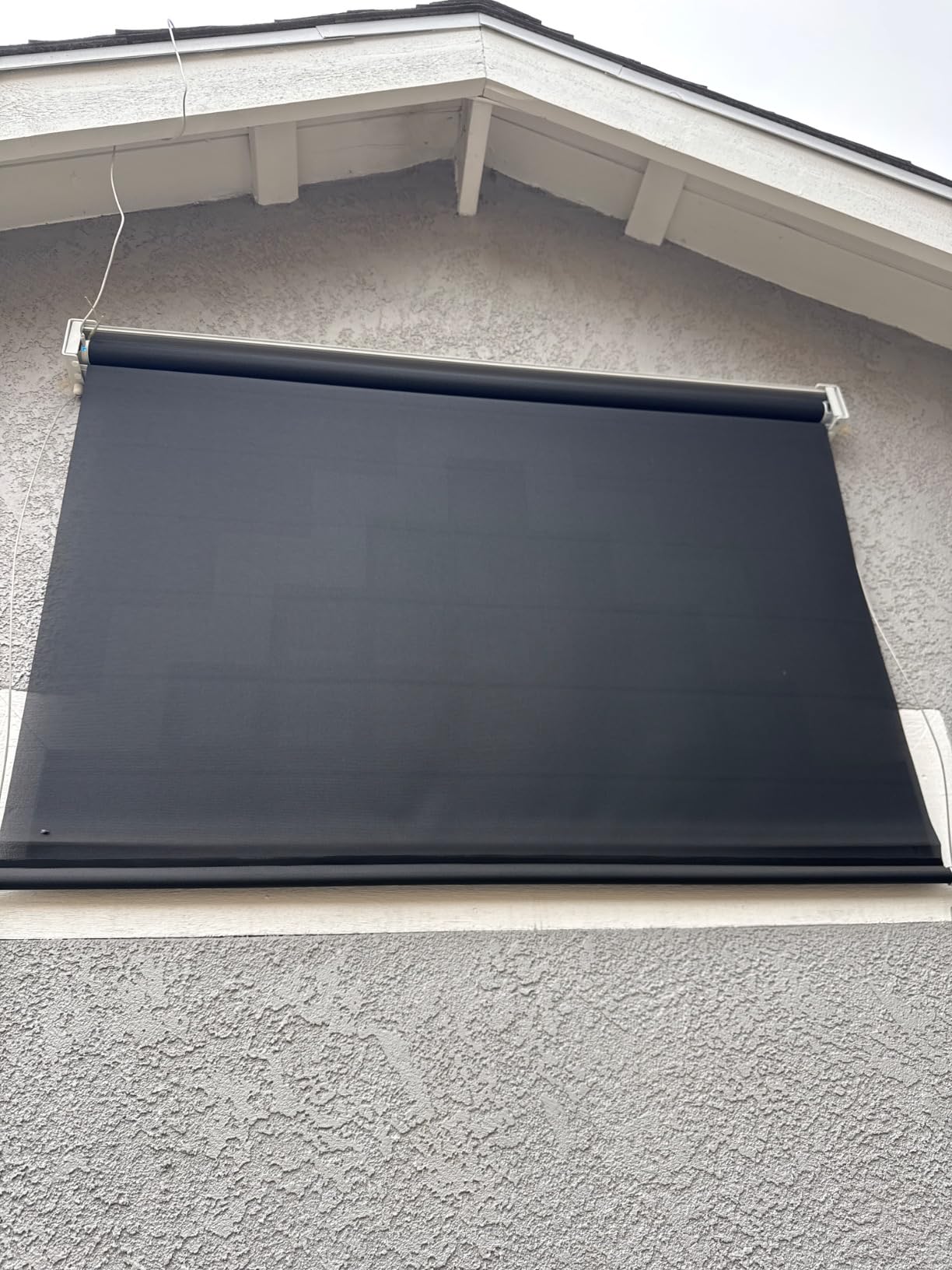 Graywind Motorized Outdoor Shades for Patio, Work with Alexa & Google, Solar Powered Electric Roller Shades for Outside, Custom Size (1% Openness, Black) customer photo 1