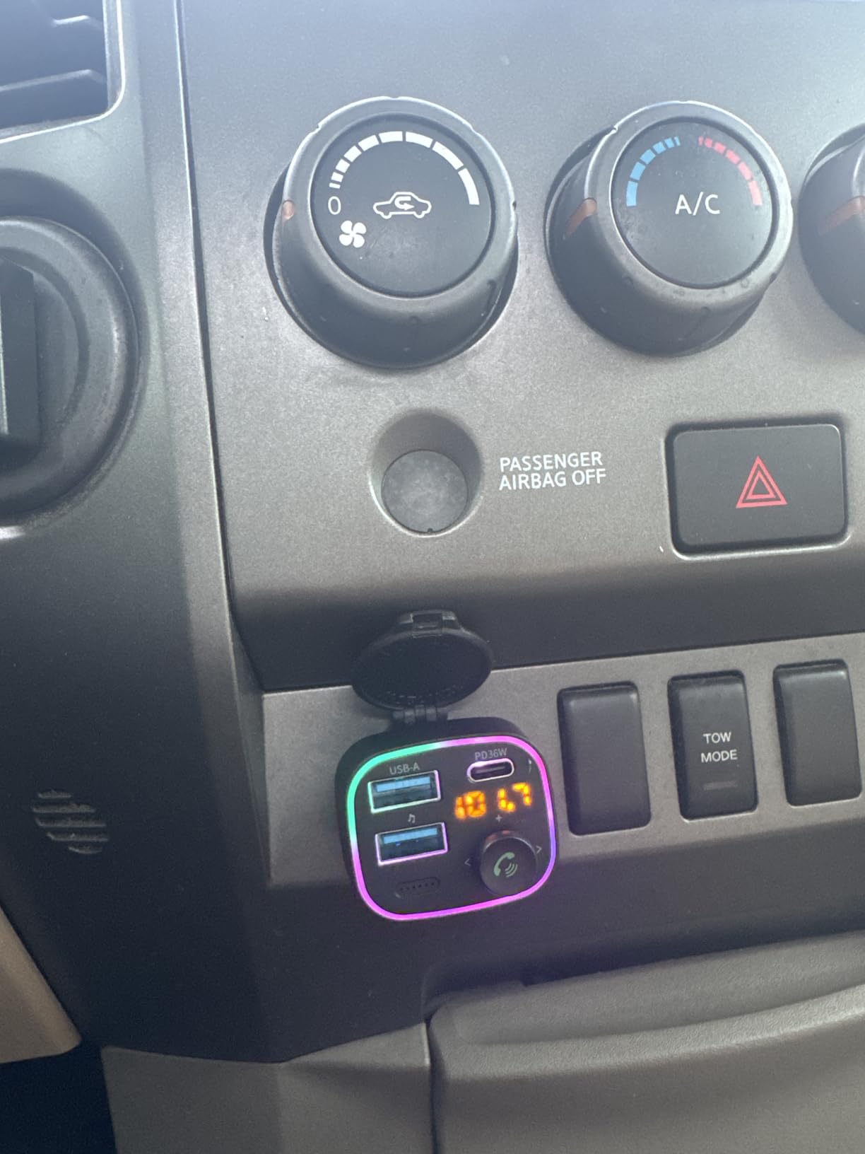 Syncwire Bluetooth 5.4 FM Transmitter Car Adapter 48W (PD 36W & 12W) [Light Switch] [HiFi Bass Sound] [Fast Charging] Wireless Radio Music Adapter LED Display Hands-Free Calling Support USB Drive customer photo 1