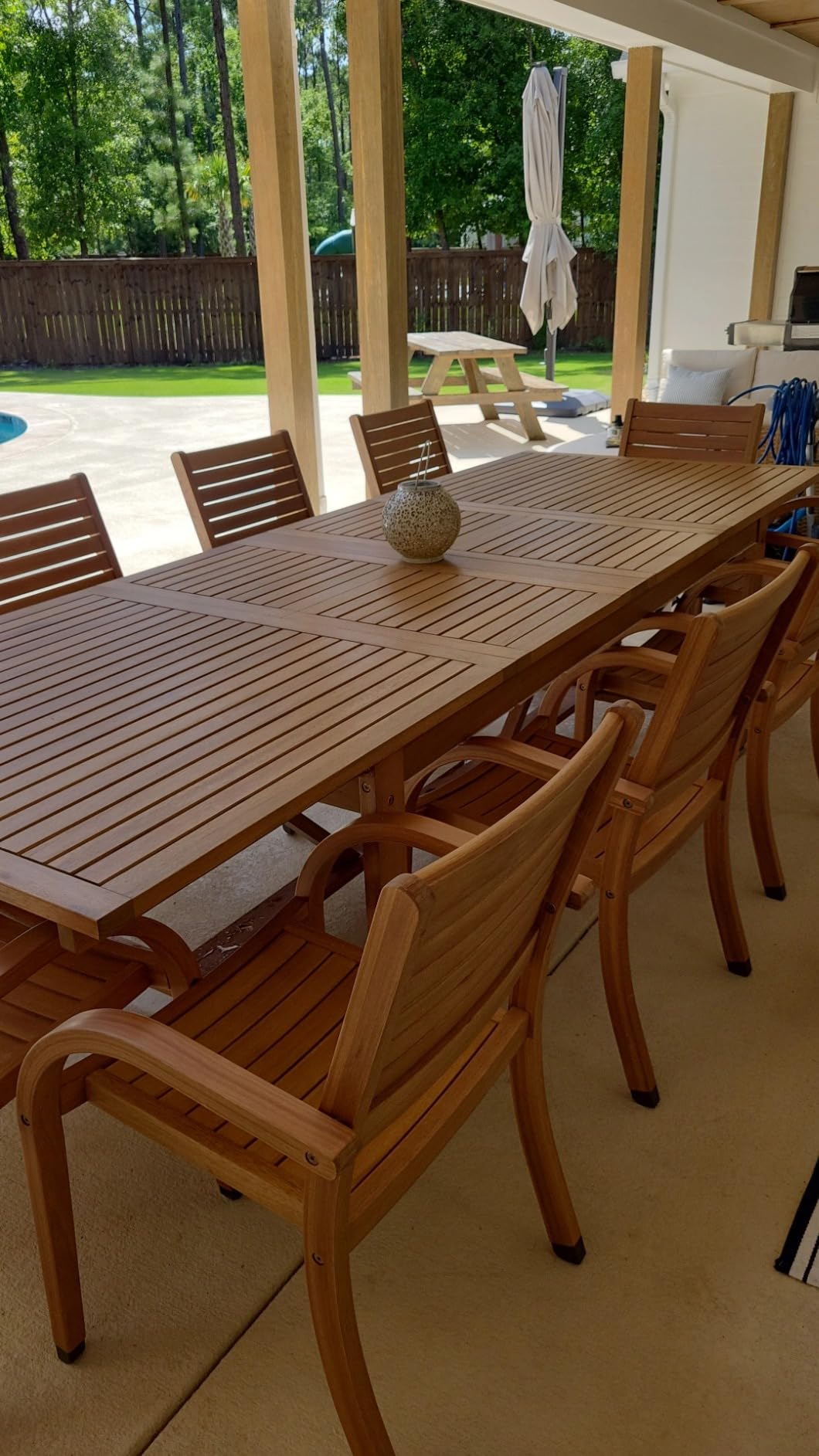 Amazonia Berlin 11-Piece Rectangular Extendable Patio Dining Set | Teak Finish | Ideal for Outdoors and Indoors customer photo 2