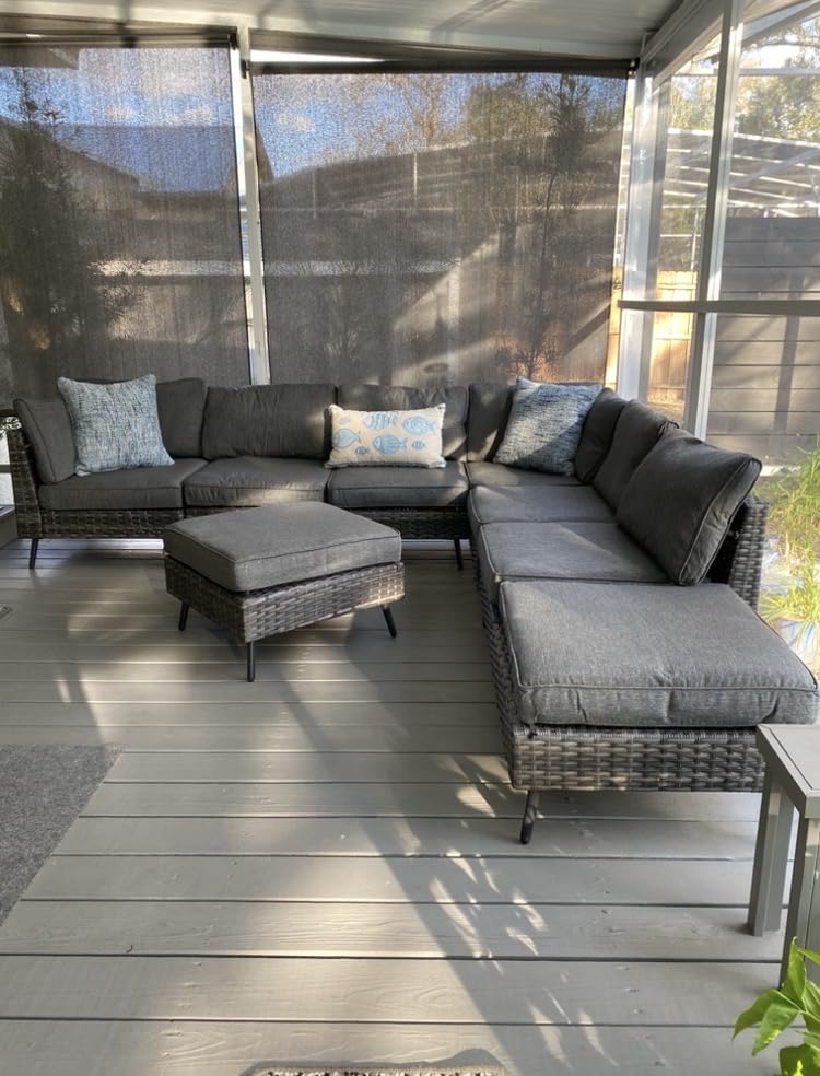 LAUSAINT HOME Outdoor Patio Furniture, 8 Piece Outdoor Sectional Sofa PE Rattan Wicker Patio Conversation Sets, All Weather Patio Furniture Set with Thick Cushions for Garden, Poolside, Backyard customer photo 1