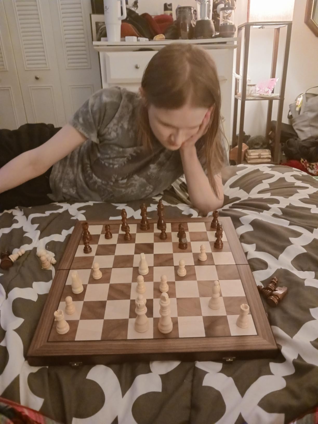 Magnetic Wooden Chess Set for Adults Kids 15'' Chess Board with Handmade Pieces, Folding Portable Travel Unique Chess Sets Game for Tournament Professional Beginner customer photo 1