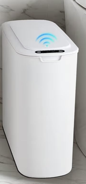 Cesun Automatic Motion Sensor Bathroom Trash Can with Lid, 2.6 Gallon Touchless Trash Bin, Smart Plastic Slim Garbage Can Small White Wastebasket for Toilet, Office, rv, Bedroom, Living Room customer photo 2