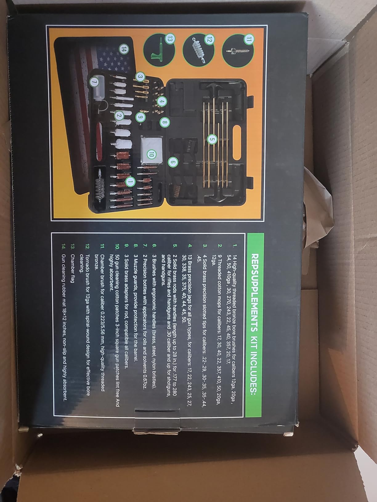 Universal Gun Cleaning Kit for All Guns - Portable Gun Cleaning Kits for Handguns and Rifles, Shotgun, Airsoft - Incl. Stainless Steel Rods, Brass Jags, Gun Cleaning Patches, Cleaning Swabs customer photo 1