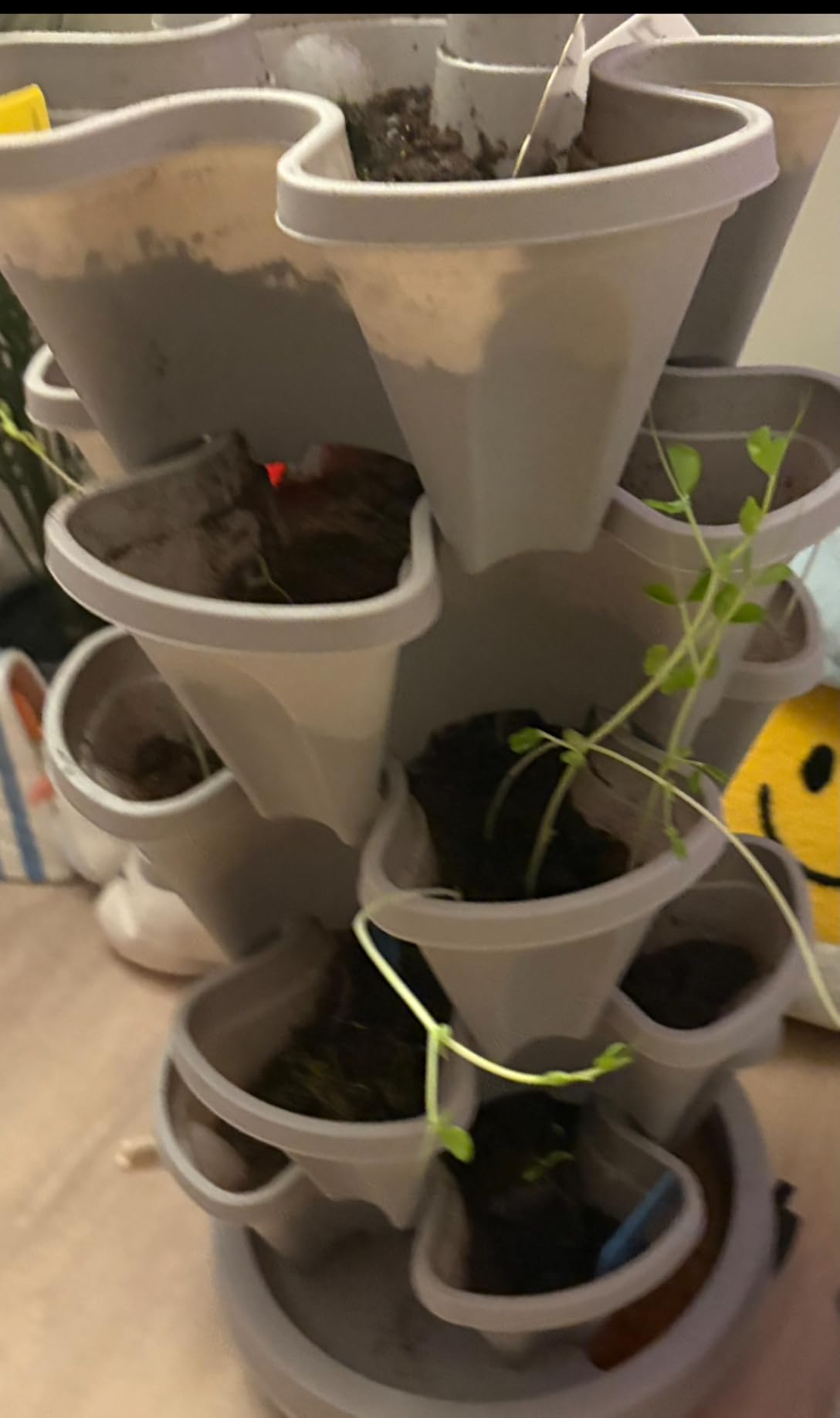 GameXcel Vertical Planter 5 Tier Stackable Planters Garden Planters Strawberry Herb Flower and Vegetable Planter Indoor Outdoor Gardening Pots with Removable Wheels and Tools customer photo 2