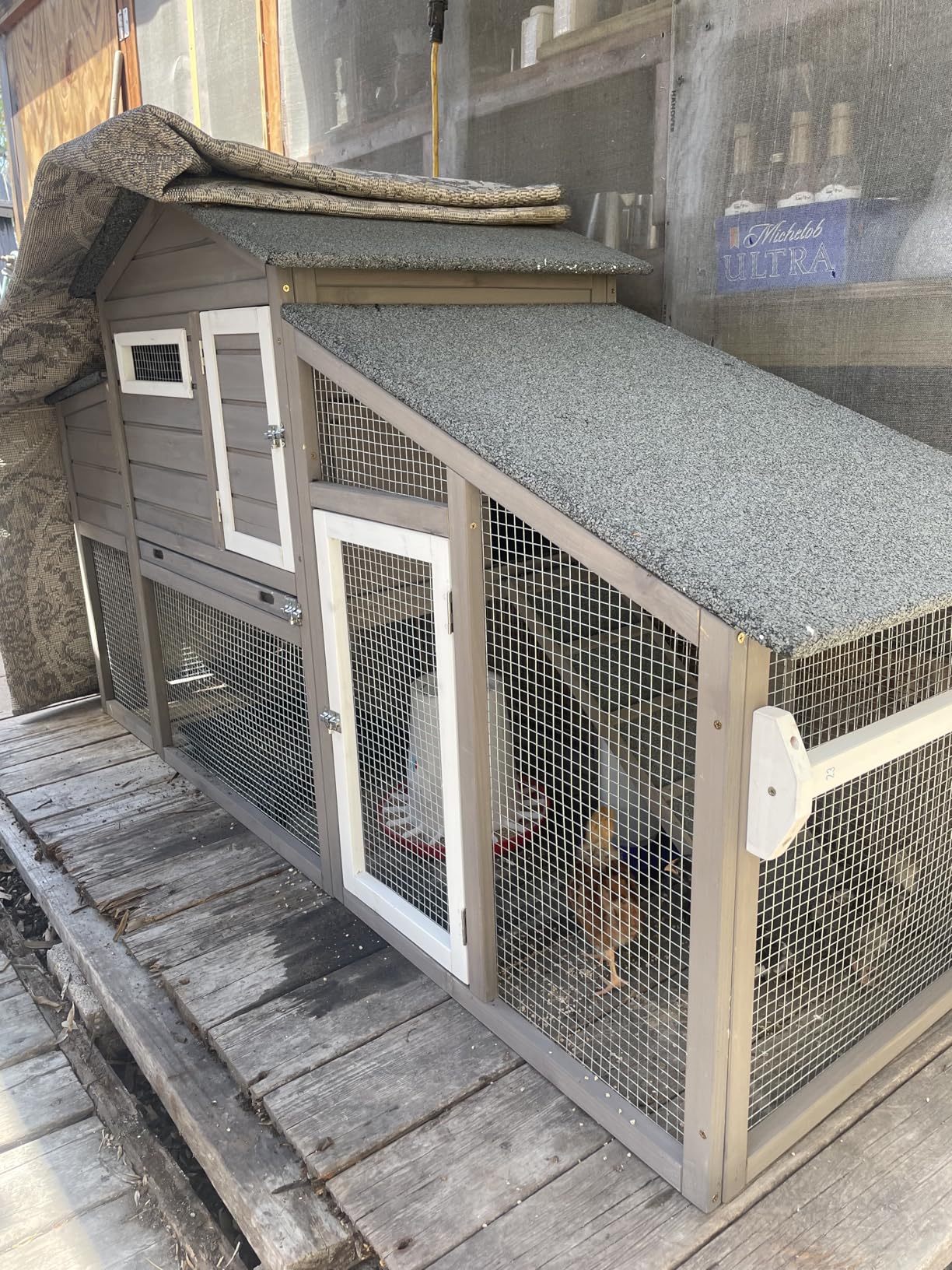 Chicken Coop Large Wooden Chicken Tractor - with Wheels Waterproof Outdoor Hen House Poultry Cage Back Yard Chicken Coops with Run, Laying Boxes, and Removable Tray, for Chickens, Ducks, Rabbits customer photo 1
