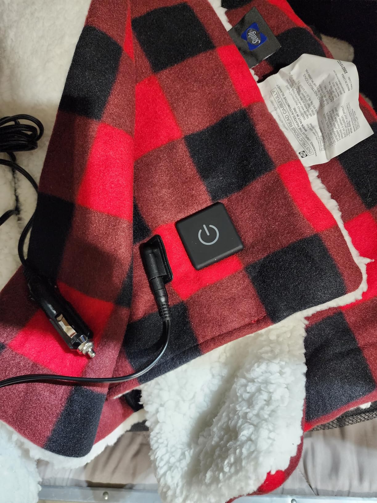 Sealy 12-Volt Heated Car Blanket, Portable Electric Blanket with 3 Heating Levels & 4 Hours Auto Off for Car, Truck, SUV, RV or Camping, Machine Washable, 59