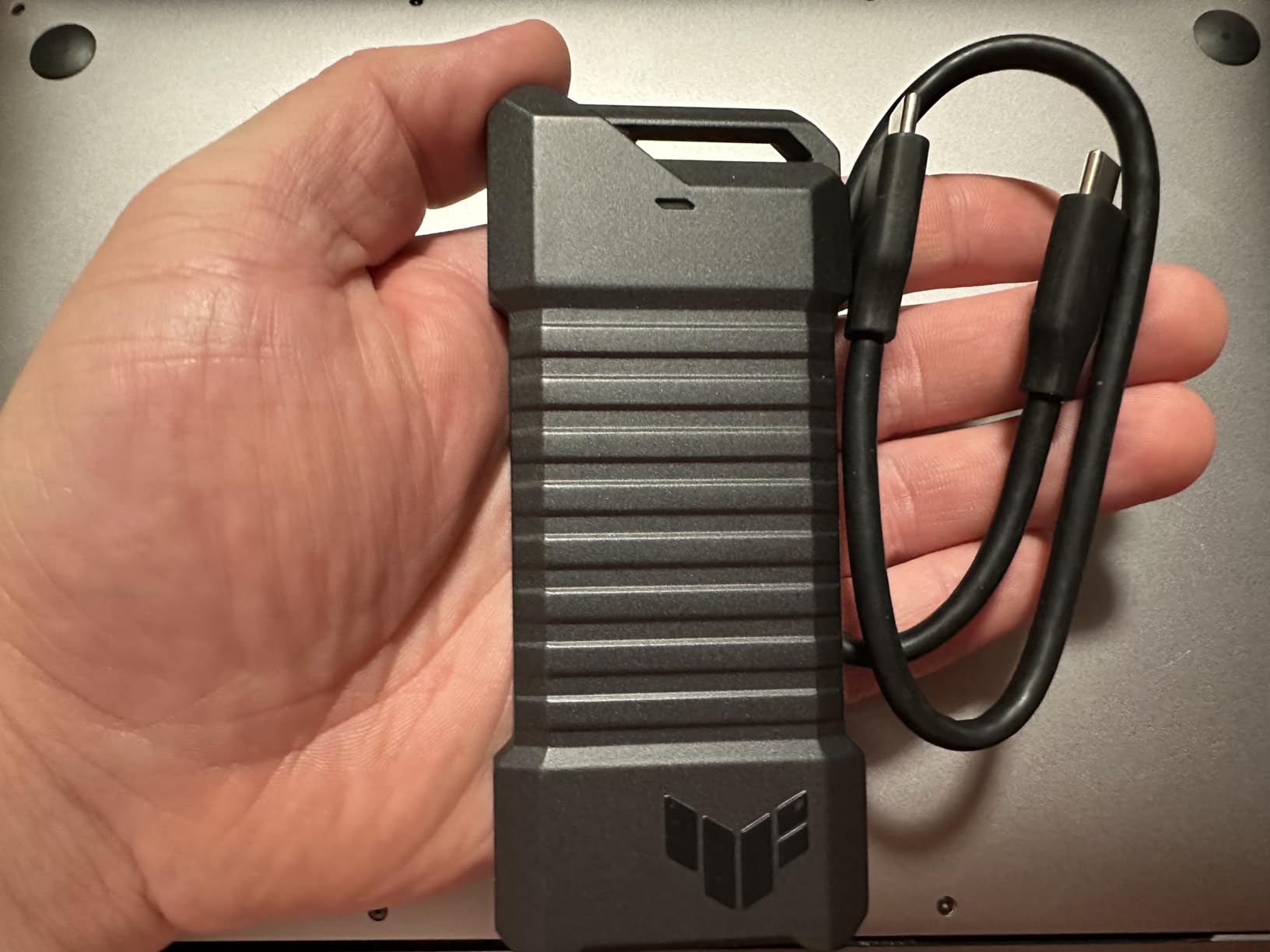 ASUS TUF Gaming A1 External M.2 NVMe SATA PCIe SSD Enclosure - USB-C, M.2 Q-Latch for Easy Installation, Drop Resistance, IP68 Water and dust Resistance, PS5 and Xbox Support, Black customer photo 2
