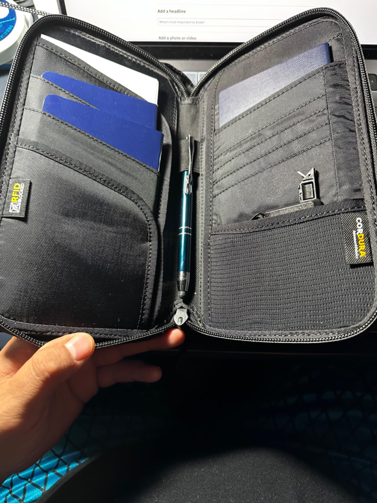 tomtoc Passport Holder Family with RFID Blocking, Passport Wallet Women Men, with Airtag & Sim Card Holder and Eject Pin customer photo 2