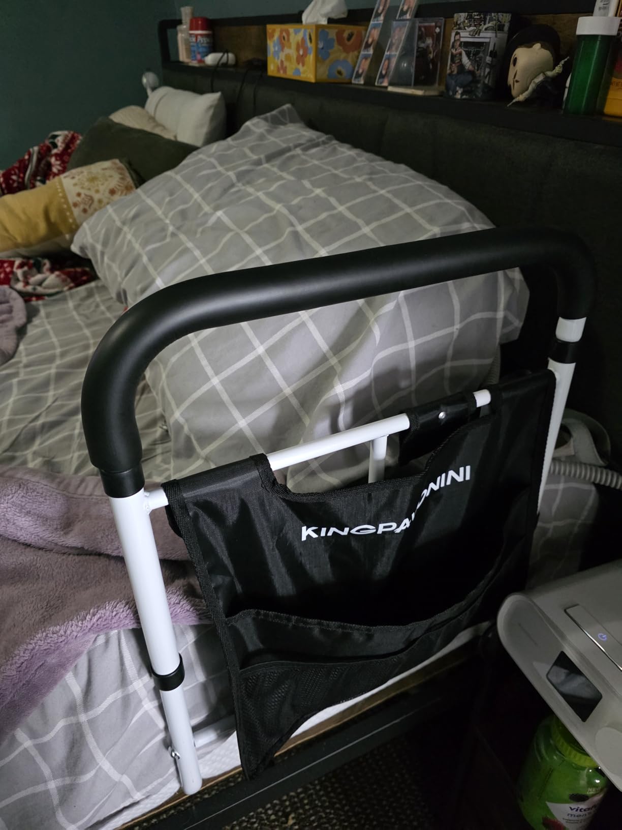 Bed Rails for Elderly Adults Safety - 2026 Upgrade - ASTM Compliant, Adjustable Bed Cane with Non-Slip Ergonomic Handle & Storage Pocket, Bed Railings for Seniors Load 400 LBS, Tool-Free Assembly customer photo 1