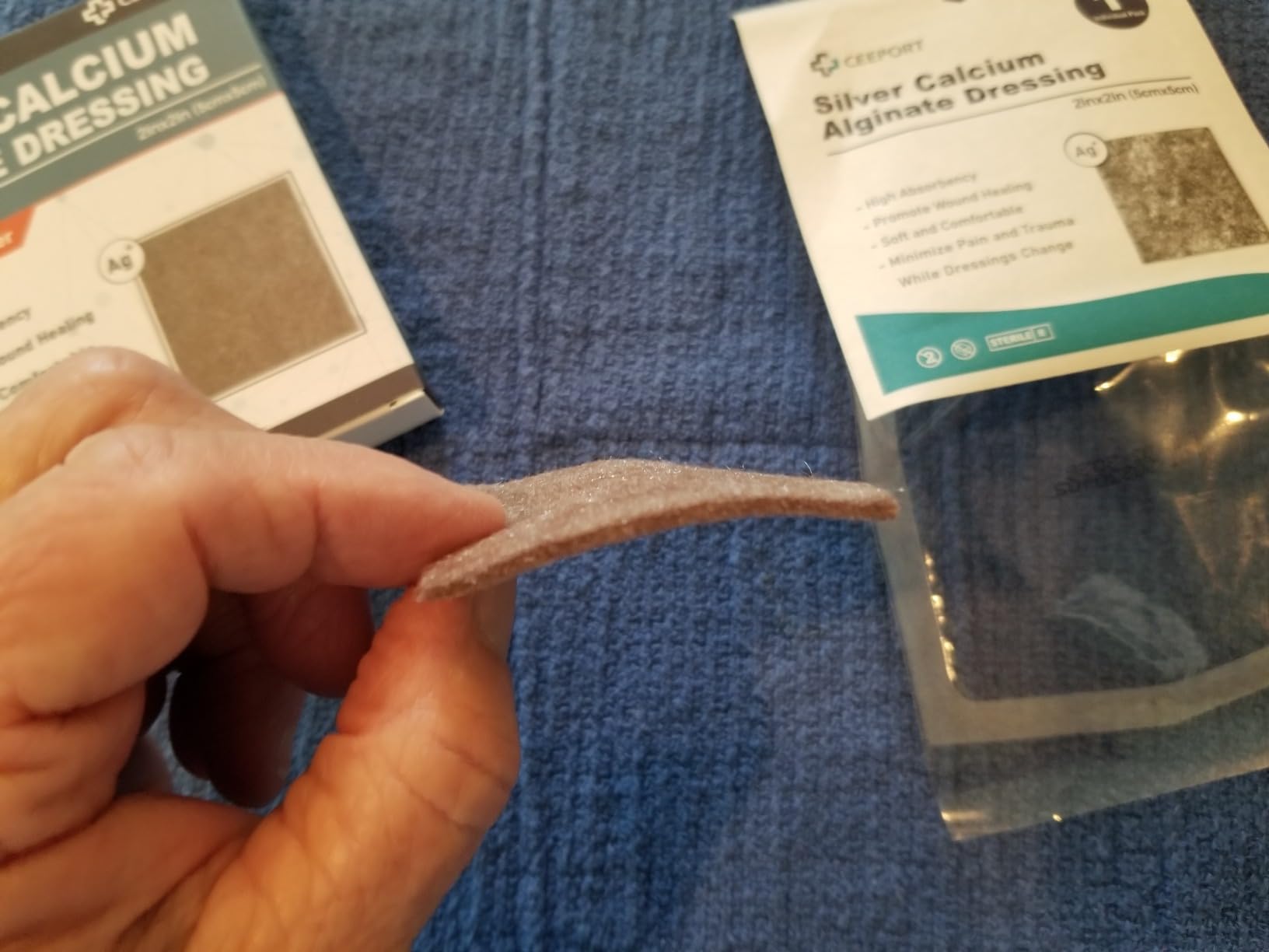 2'' x 2'' Ag Silver Calcium Alginate Wound Dressing Pads, 12 Individual Pack Highly Absorbent Painless Removal Dressing, Soft Silver Dressings for Wound Care, Non-Stick Gauze Pads for Wounds customer photo 2