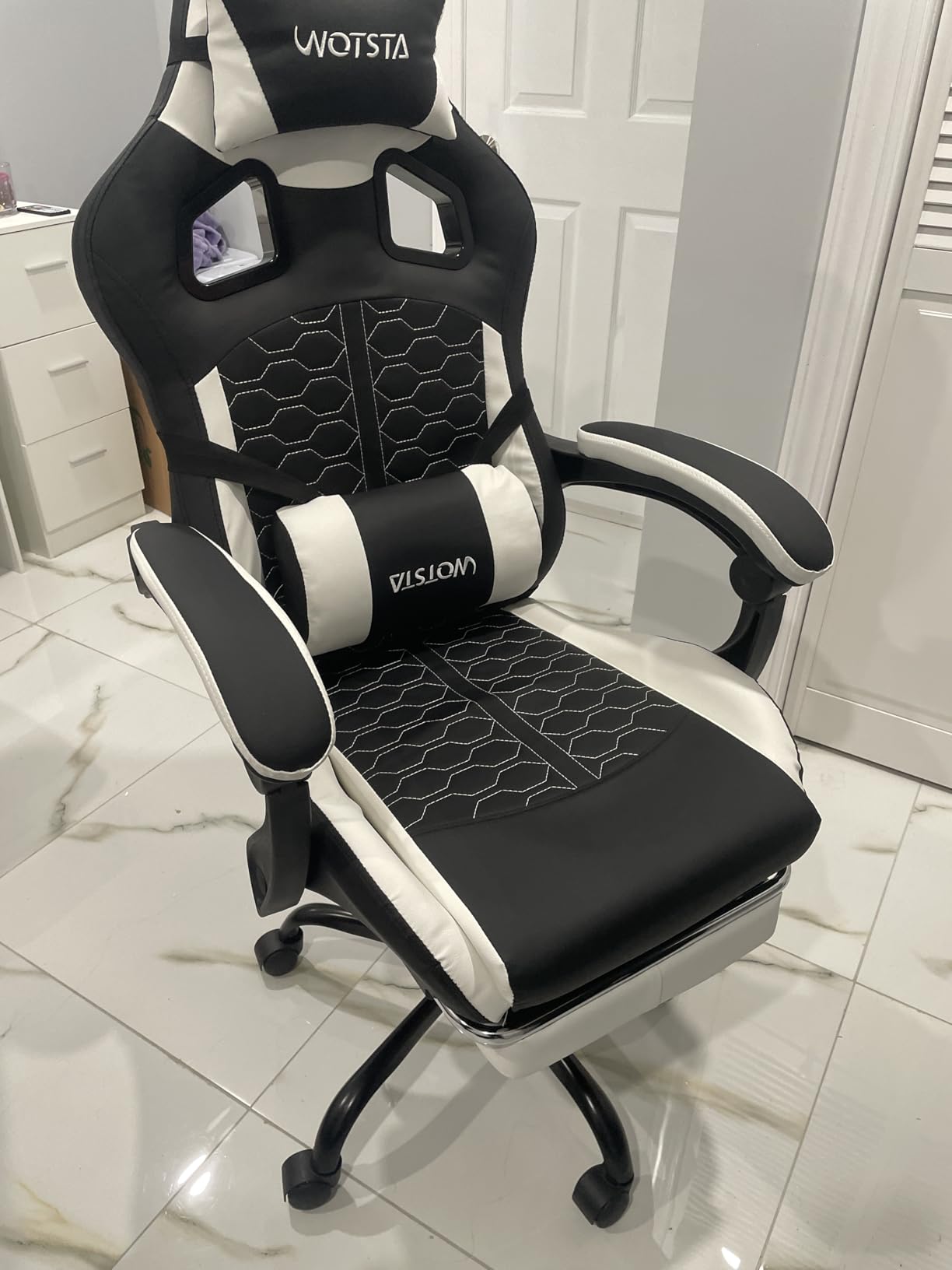 Gaming Chair with Massage, Ergonomic PC Gaming Chair with Footrest Comfortable Headrest and Lumbar Support, High Back, 300LBS (Grey) customer photo 2