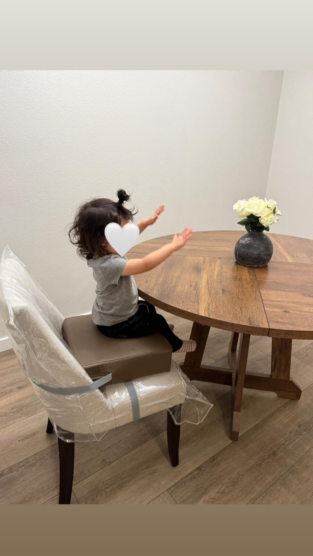 Toddler Booster Seat Dining Table Kitchen Chair, Waterproof Anti-Scratch PU Cushion, Non-Slip Bottom, Adjustable Buckle Straps, Easy Clean Portable Seat Cushion (Brown) customer photo 1