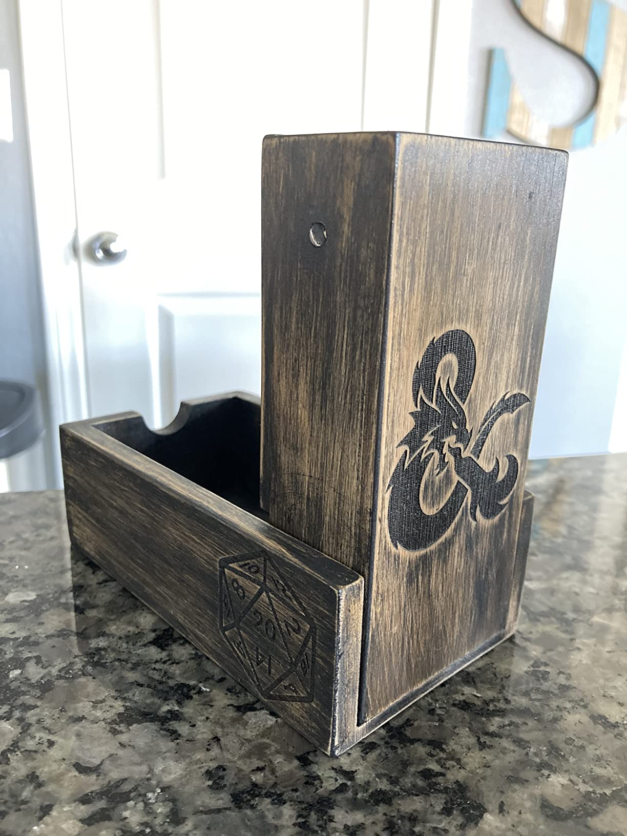 Cusdie Bamboo Dice Tower Foldable Wooden Die Roller Castle Rolling Case for Board Game, D&D, RPG(No Logo) customer photo 1