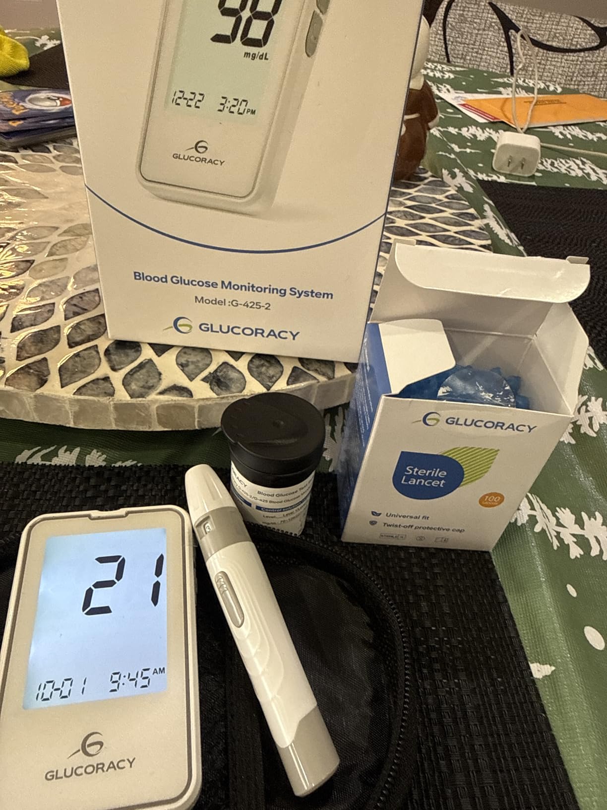 Glucoracy Blood Glucose Monitor Kit with 100 Blood Sugar Test Strips & Lancets, Glucometer, Lancing Device, Travel Case, Diabetic Home Testing Kit customer photo 2