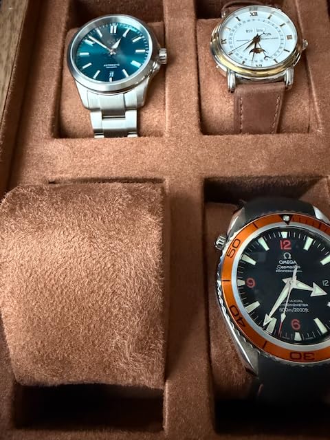 ROTHWELL 12 Slot Leather Watch Box with Valet Drawer - Luxury Watch Case Display Organizer, Microsuede Liner, Mens Accessories Holder, Jewelry Case (Grey/Orange) customer photo 1