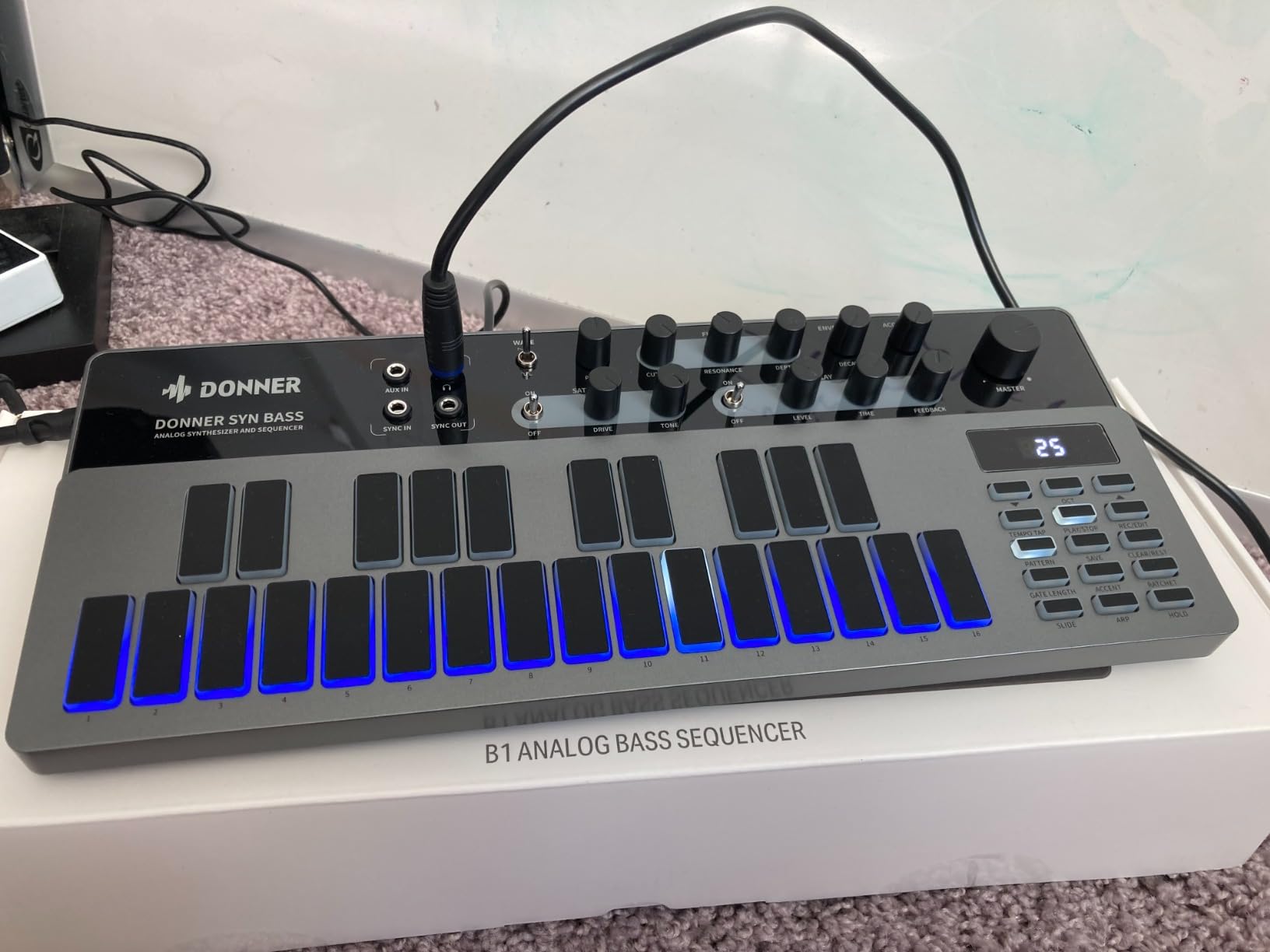 Analog Bass Synthesizer and Sequencer, Donner Essential B1 with Intuitive User Interface, 128 Patterns Memory, Saturation & Delay Effects, Make for Classic Acid Sound customer photo 1