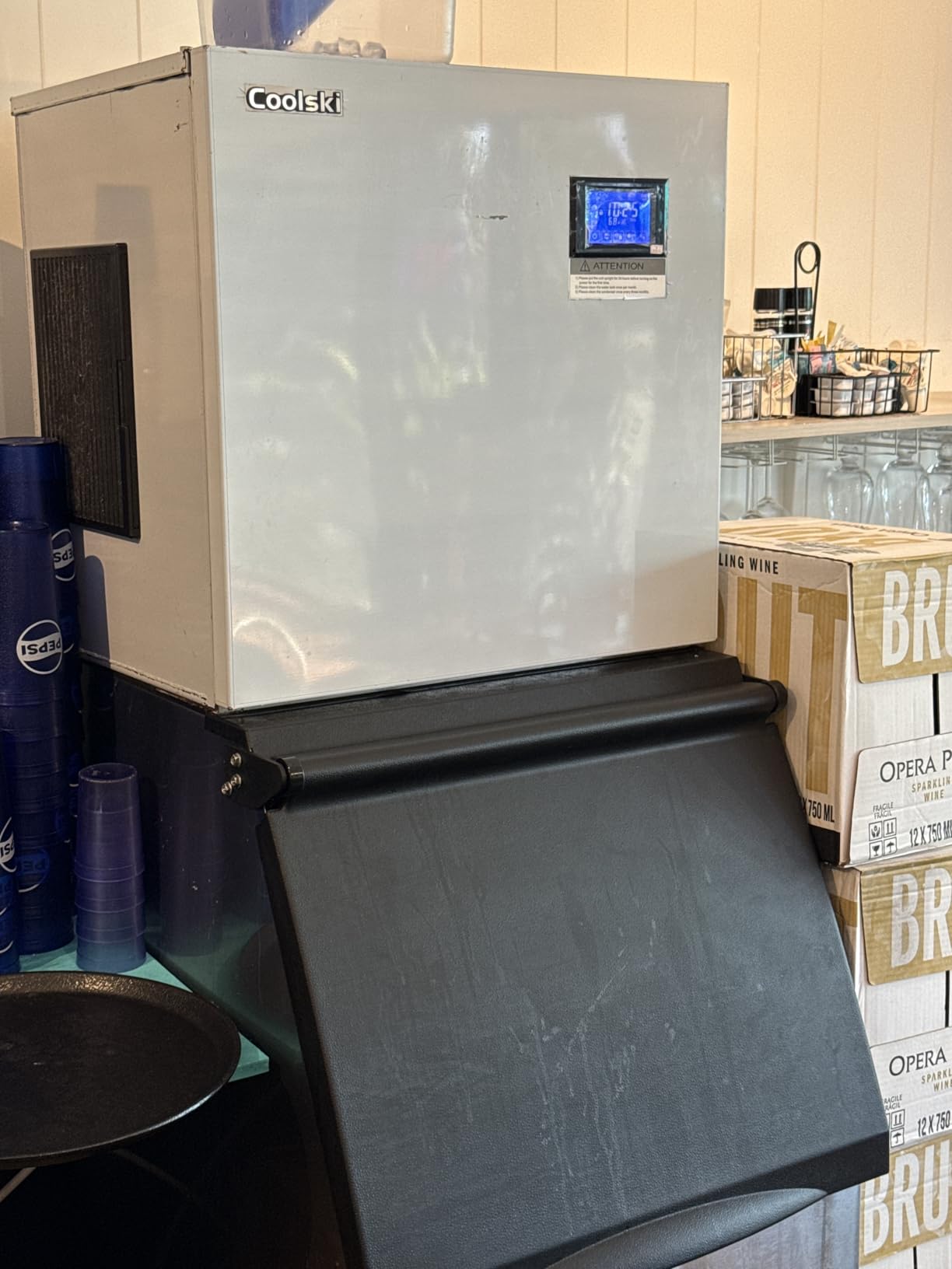 Coolski Commercial Ice Maker Machine 450LBS/24H, 22'' Wide Ice Machine with 300LBS Large Storage Bin, Clear Ice Cubes Air Cooled Stainless Steel Ice Maker for Restaurant/Bar/Cafe/Business customer photo 1