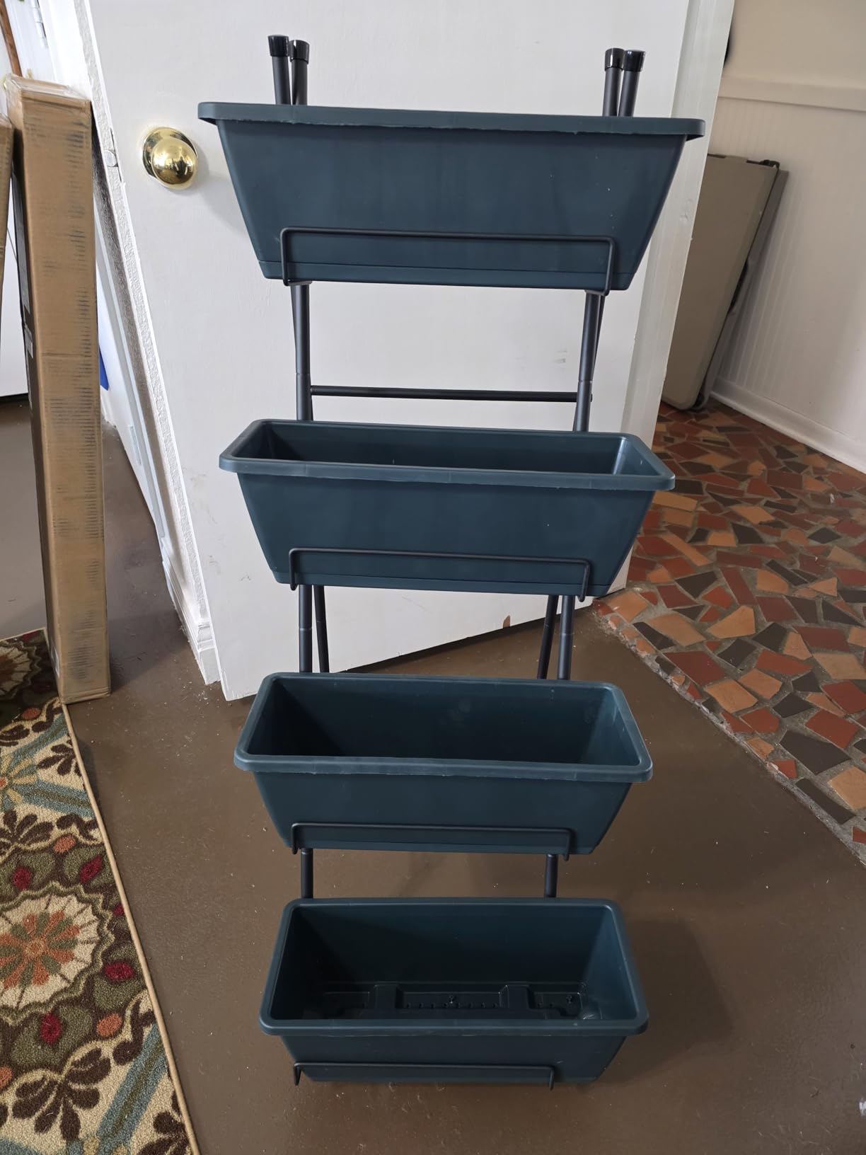 OYEAL Raised Garden Bed 4 Tier Vertical Garden Planters Indoor Outdoor Raised Planter Box with Legs Elevated Herb Garden Planter for Flowers Vegetables Plants, Black customer photo 1