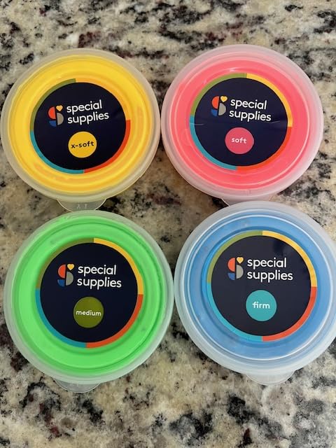Special Supplies Therapy Putty for Kids and Adults - Resistive Hand Exercise Stress Relief Therapy Putty Kit, Set of 4 Strengths, Three Ounces of Each Putty (Ocean Colors) customer photo 1