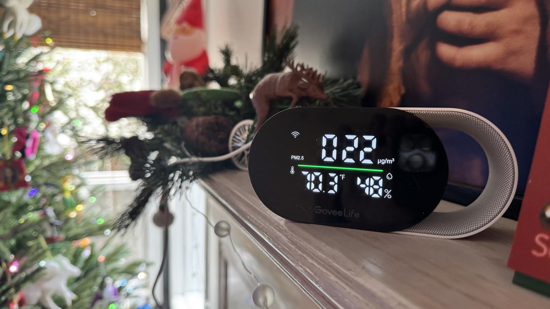 GoveeLife Smart Air Quality Monitor with PM2.5 H5106, LED Display Wired | Indoor temperature humidity sensors, 2s refresh, 2-year data storage, for home & office, 2.4G Wi-Fi only customer photo 1