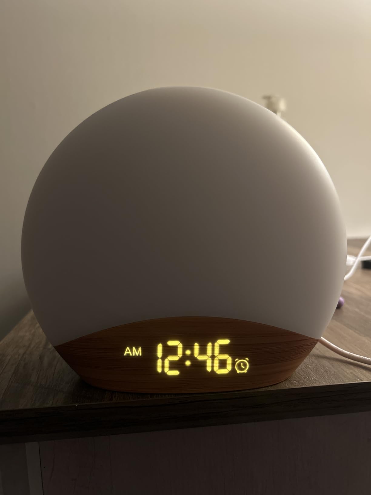 REACHER Wood Grain Sunrise Alarm Clock and Sound Machine Nightlight, Digital Dimmable Clock for Bedroom, 26 Sleep Sounds, White Noise Machine for Baby, Adults, Wake Up Light Alarm Clock for Kids customer photo 1