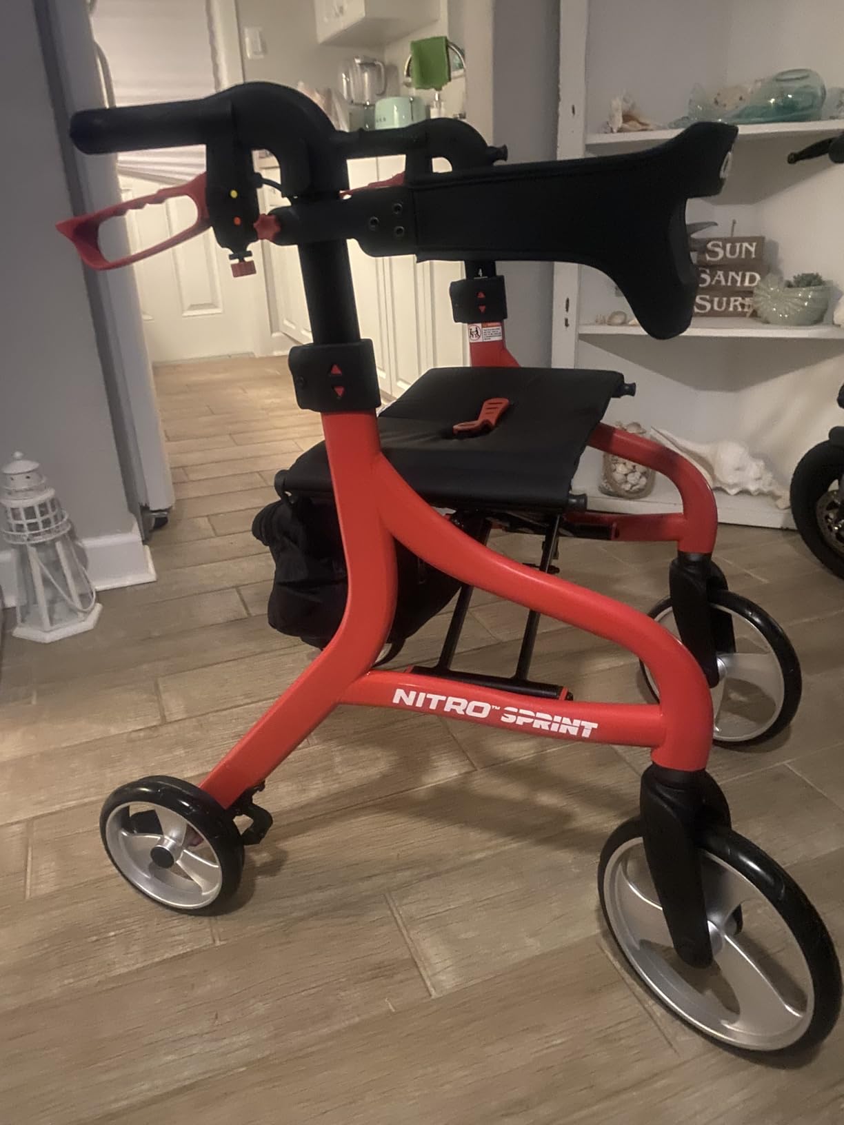 Drive Medical Nitro Sprint Foldable Rollator Walker with Seat - Lightweight Support - Large Wheels - Compact Folding Design - Adjustable Comfort - Standard Size - Red customer photo 1