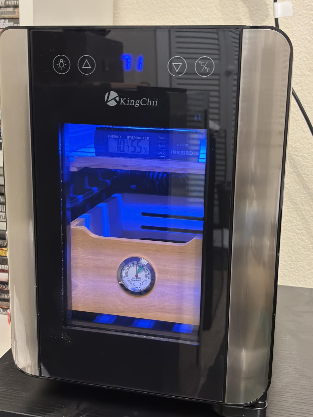 KingChii 48L Electric Cigar Humidors with Temperature Control System, Cigar Cabinet with Spanish Cedar Wood Shelves & Hygrometer, Gifts for Men (4 Layers 300 Capacity) customer photo 1